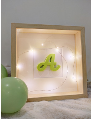 Personalized Letter Frame with Fairy Lights | Nursery Decor 25x25cm